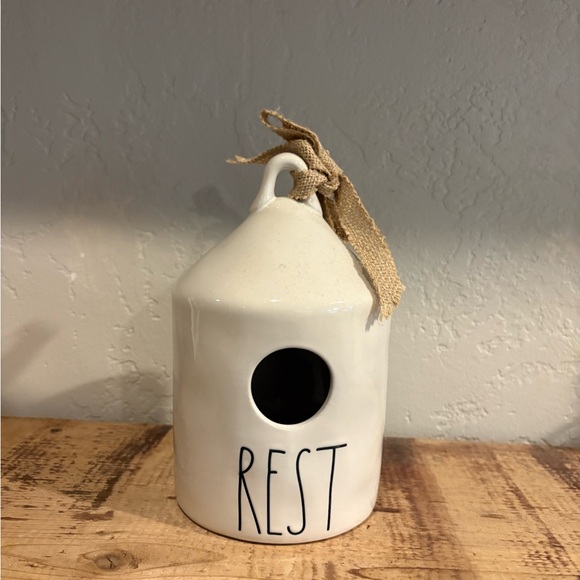 Rae Dunn Other - ☘️Sale Rae Dunn Artisan Collection Ceramic “Rest” Birdhouse with Burlap Ribbon